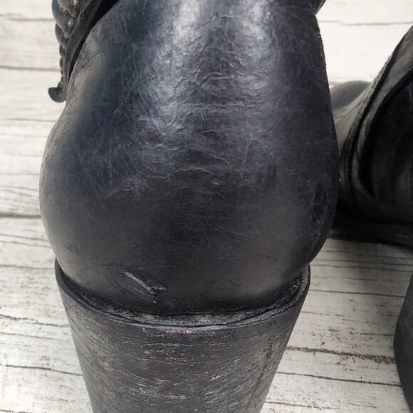 Old Gringo Studded Black Leather Heeled Biker Moto Boots Women Size 7.5 - Picture 6 of 13